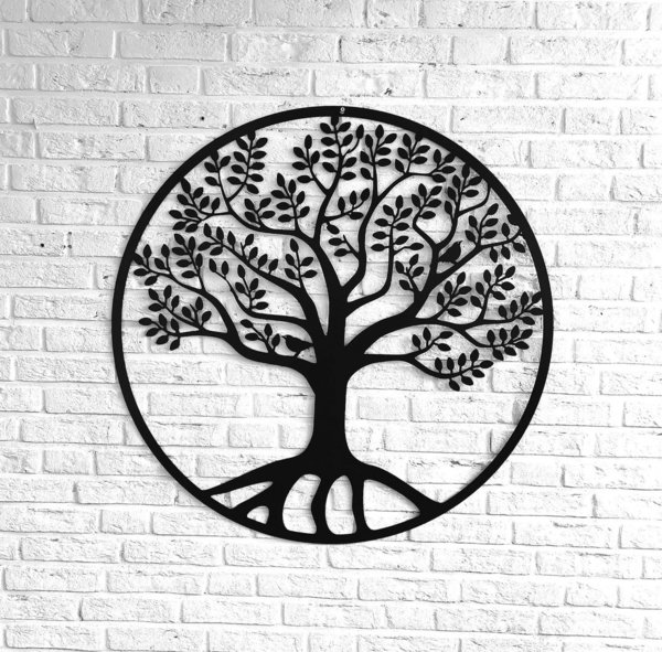 Wanddecoratie Tree of happiness, 90 cm, zwart metaal