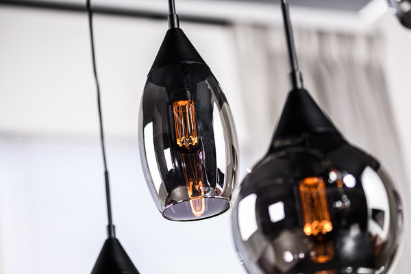 Hanglamp Dolsk, 5-lichts, H340 smoke glas
